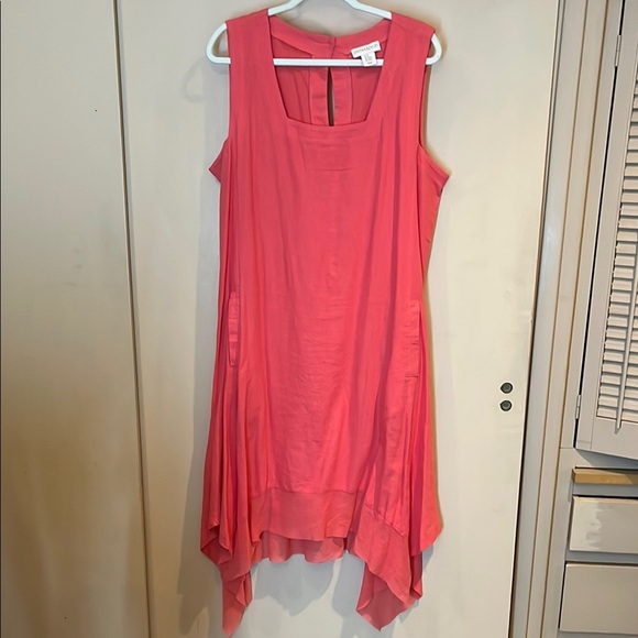 Cynthia Rowley Orange Linen Sleeveless long Dress size 1X - Picture 1 of 8